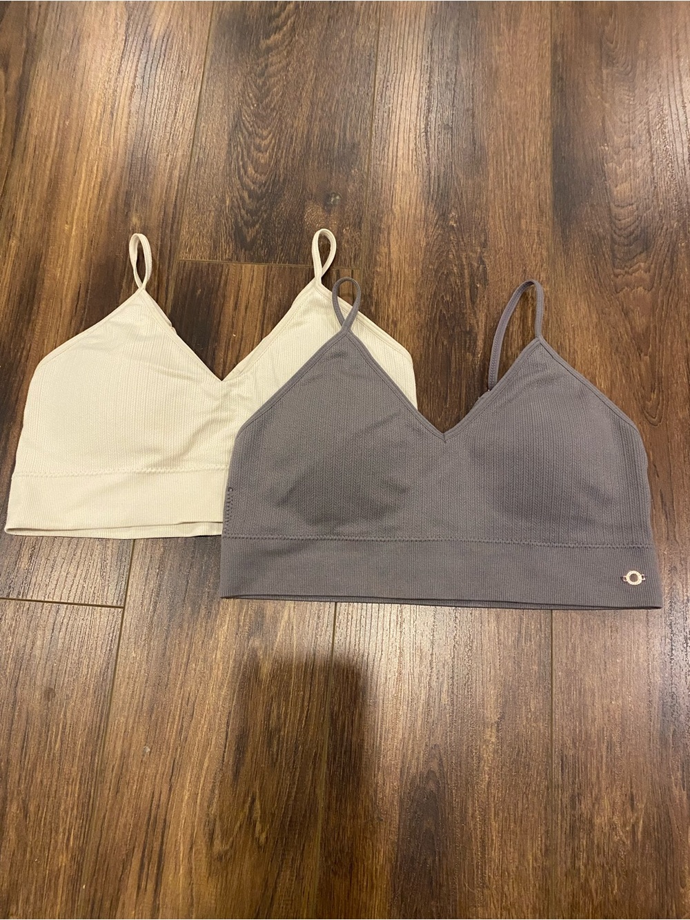 X2 loungewear bras size large Danskin grey and cream bralette